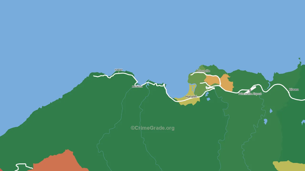 Hanalei, HI Map of Robbery Rates