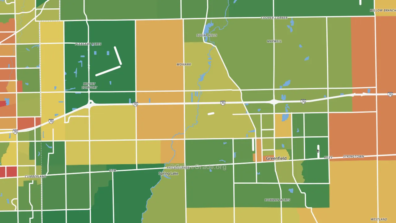 Hancock County, IN Map of Robbery Rates