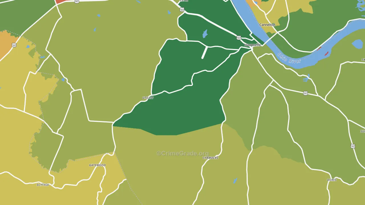 Hancock County, KY Map of Robbery Rates