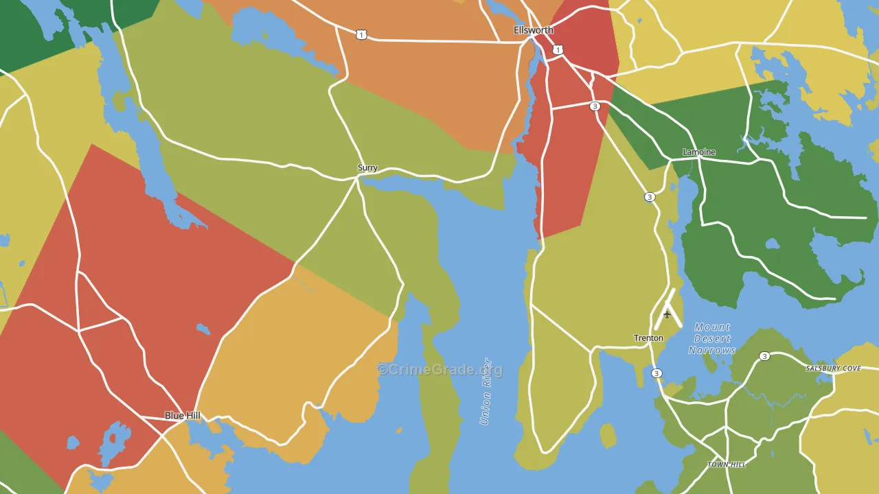 Hancock County, ME Map of Robbery Rates