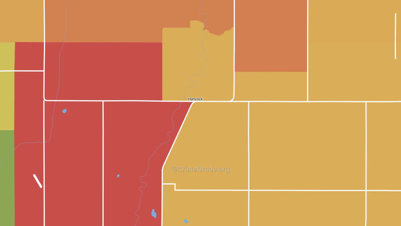 Hancock, IA Map of Robbery Rates