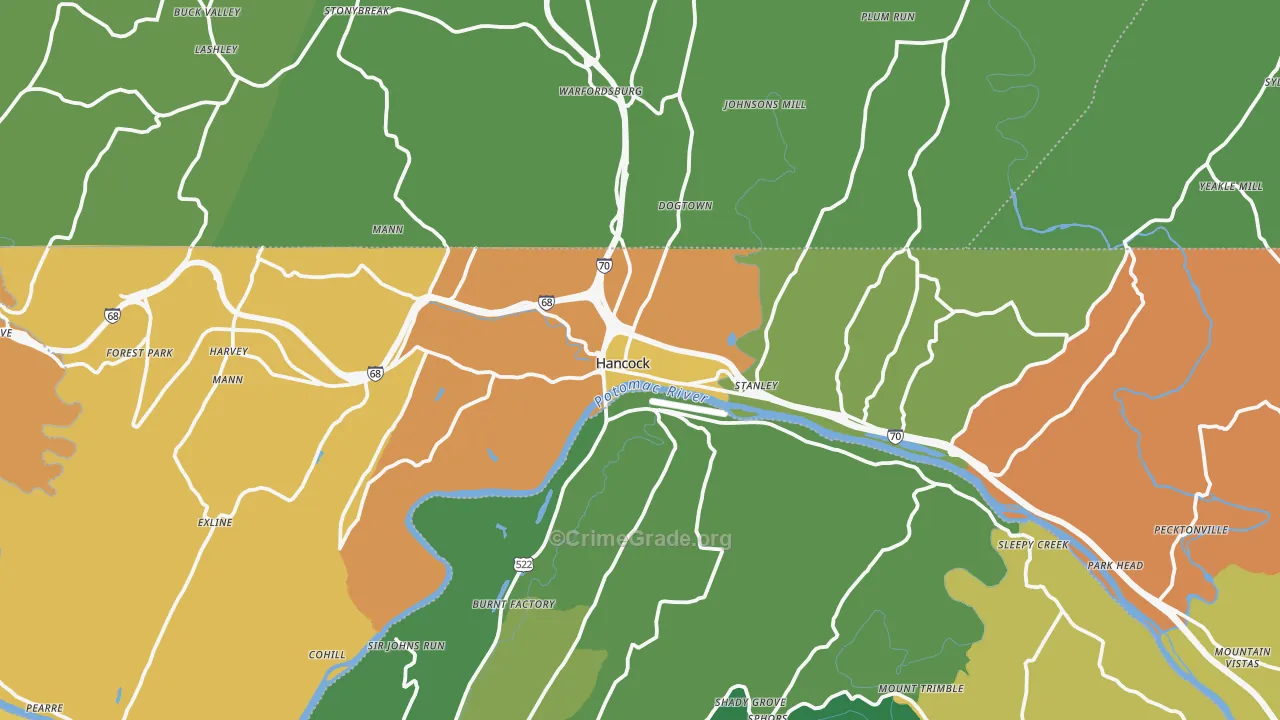 Hancock, MD Map of Robbery Rates