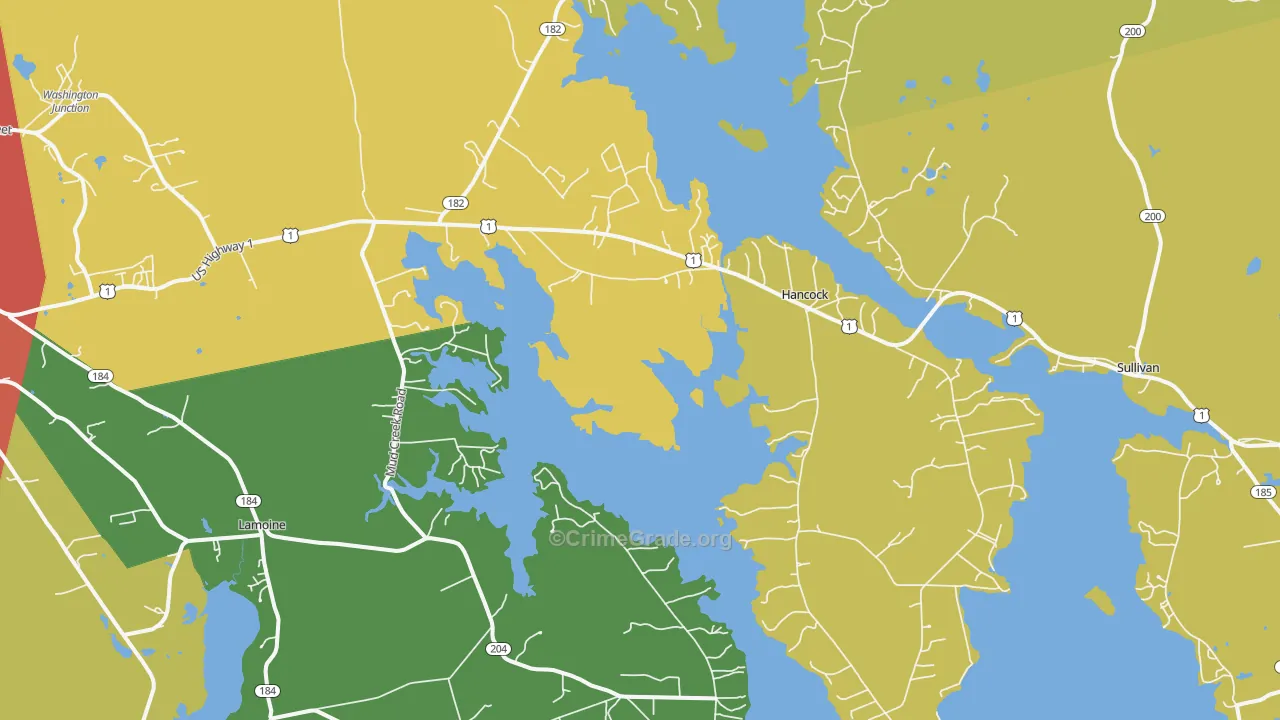 Hancock, ME Map of Robbery Rates