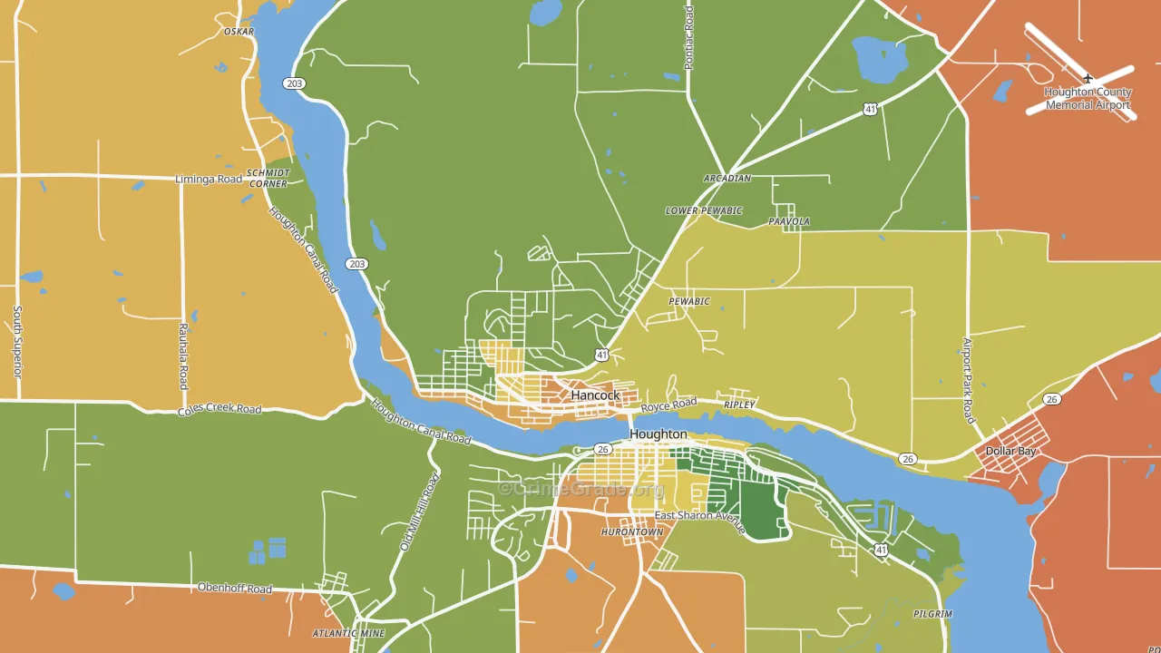 Hancock, MI Map of Robbery Rates