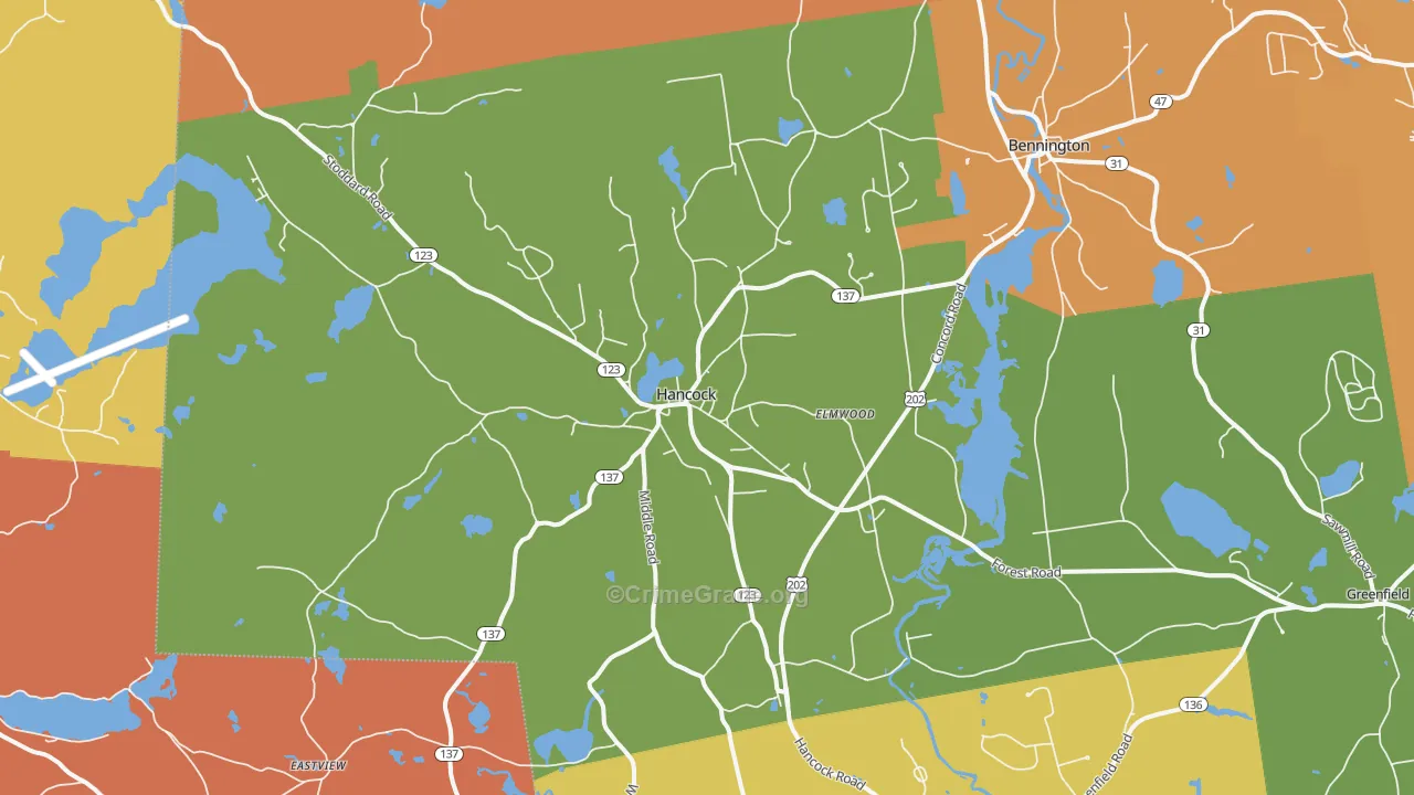 Hancock, NH Map of Robbery Rates