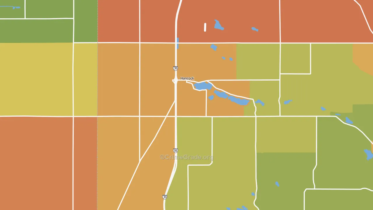 Hancock, WI Map of Robbery Rates
