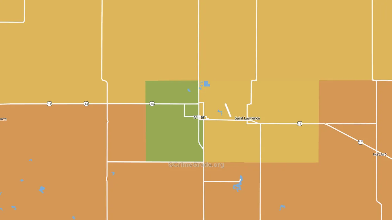 Hand County, SD Map of Robbery Rates