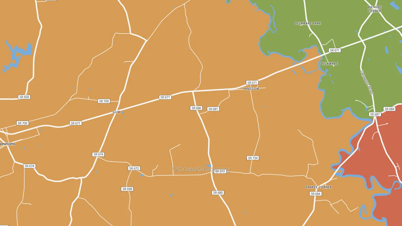 Handsom, VA Map of Robbery Rates