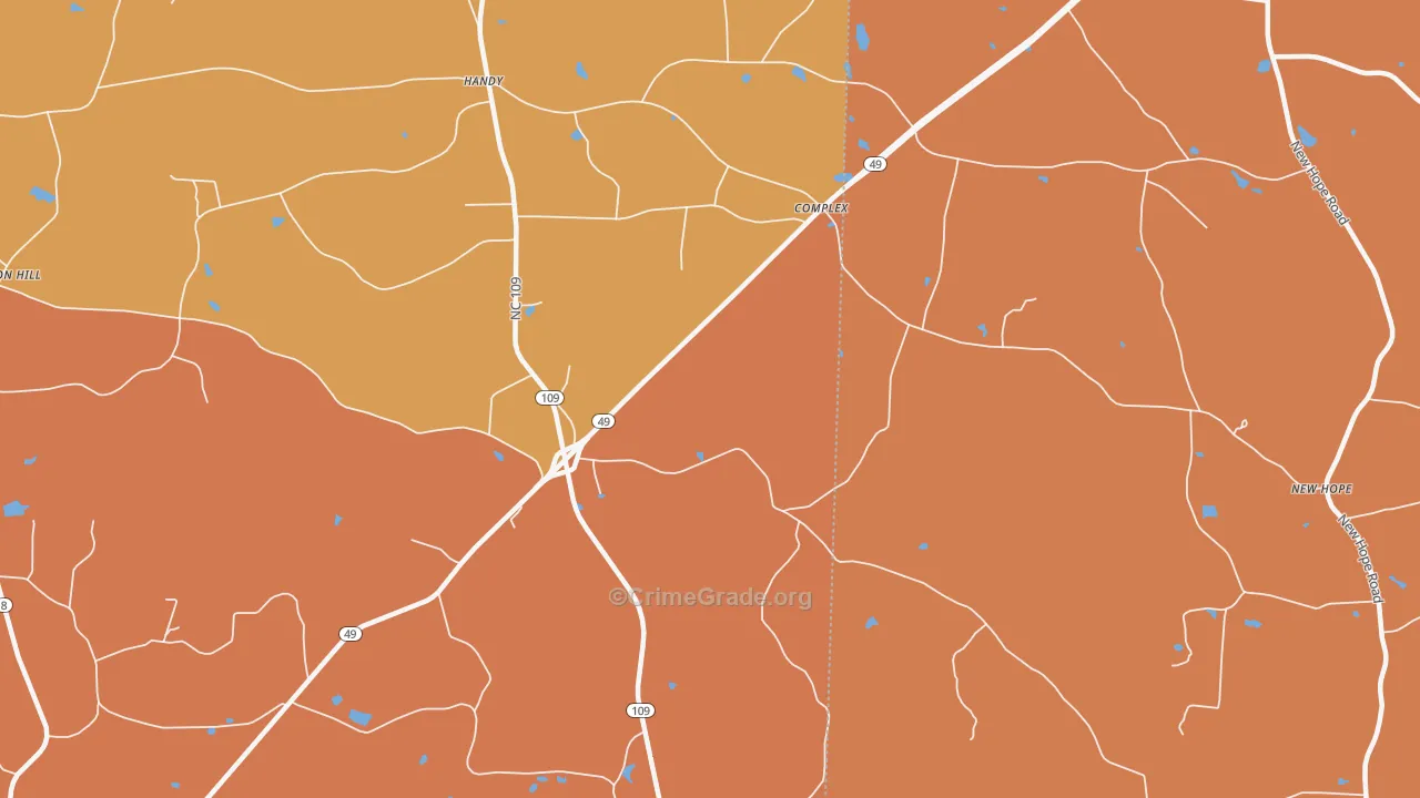 Handy, NC Map of Robbery Rates