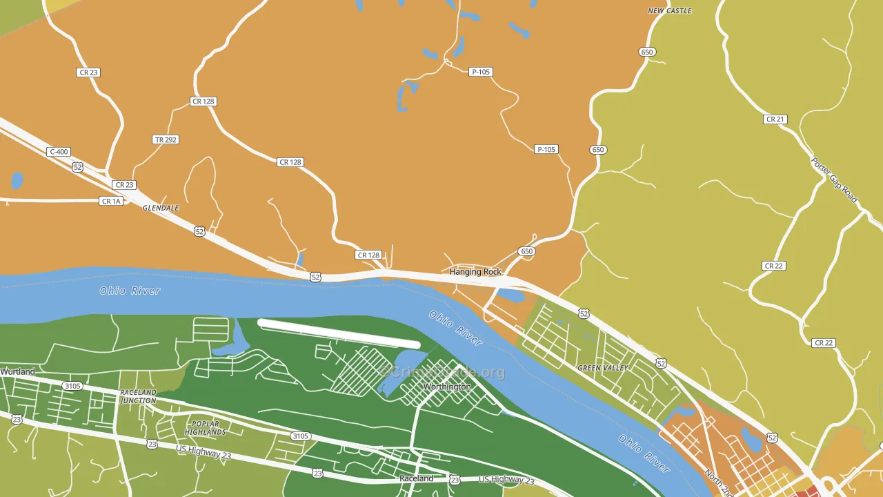 Hanging Rock, OH Map of Robbery Rates