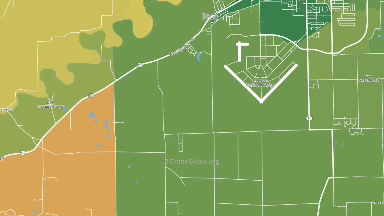 Hangman Crossing, IN Map of Robbery Rates