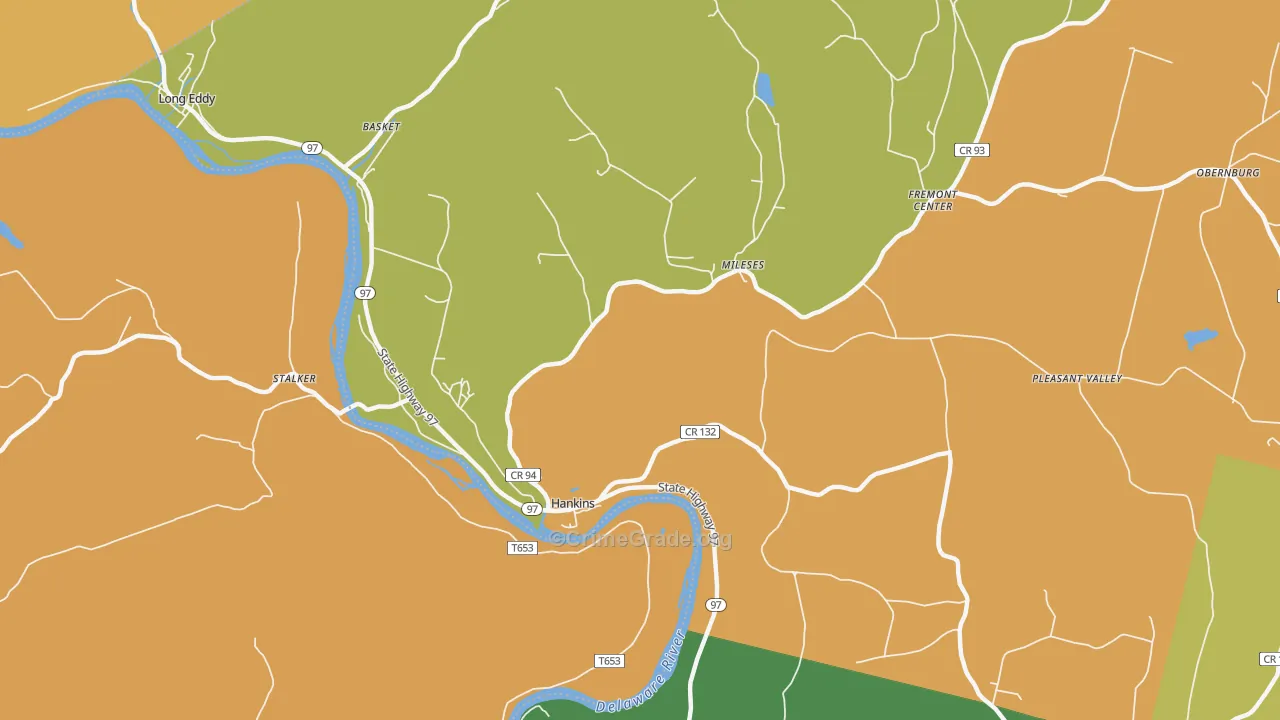Hankins, NY Map of Robbery Rates