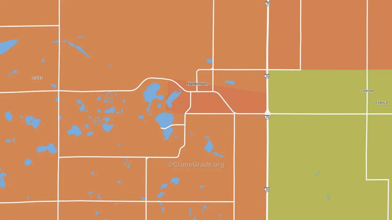 Hankinson, ND Map of Robbery Rates