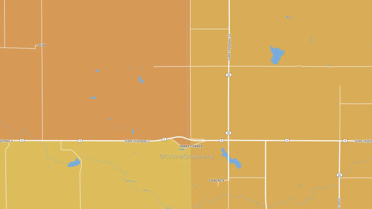 Hanks Corner, ND Map of Robbery Rates