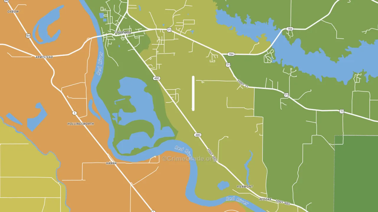 Hanna, LA Map of Robbery Rates