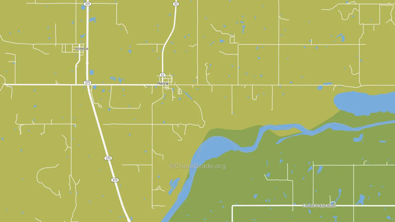 Hanna, OK Map of Robbery Rates