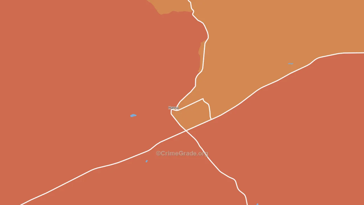 Hanna, WY Map of Robbery Rates