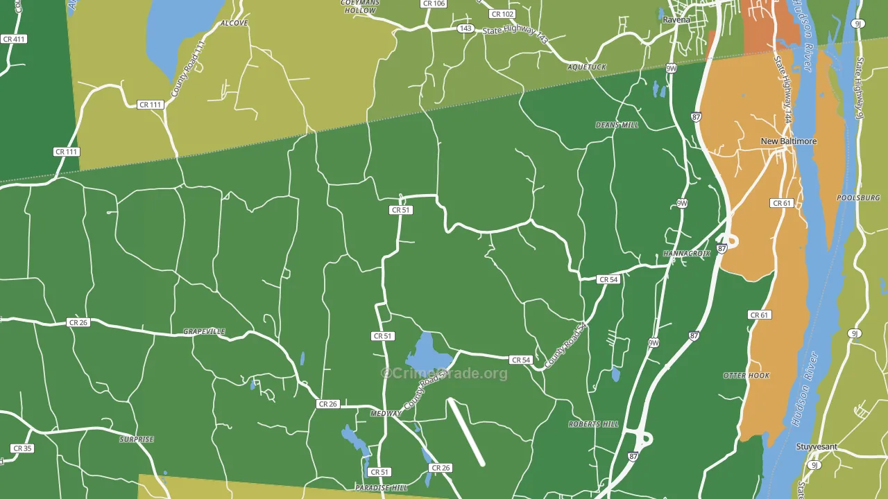 Hannacroix, NY Map of Robbery Rates