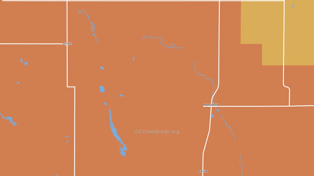 Hannaford, ND Map of Robbery Rates