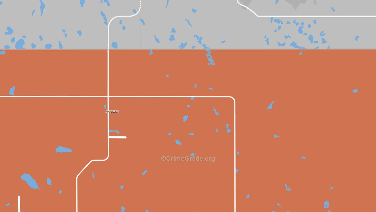 Hannah, ND Map of Robbery Rates