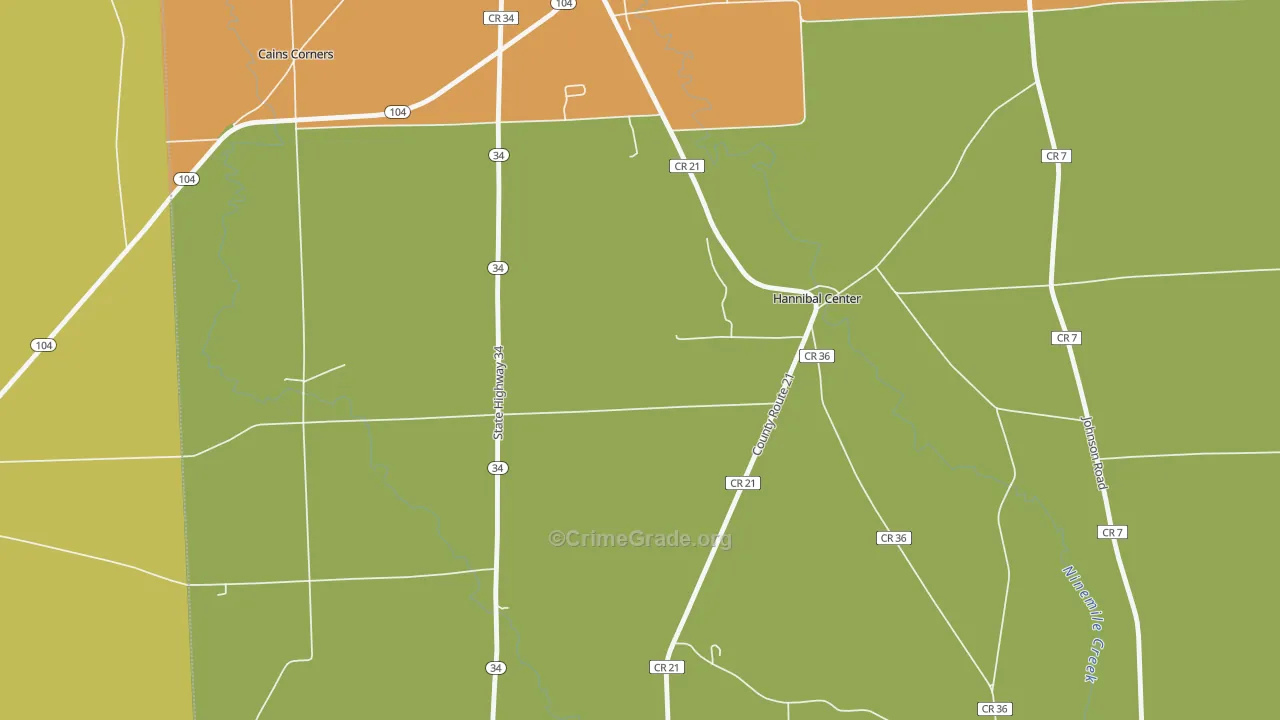 Hannibal Center, NY Map of Robbery Rates