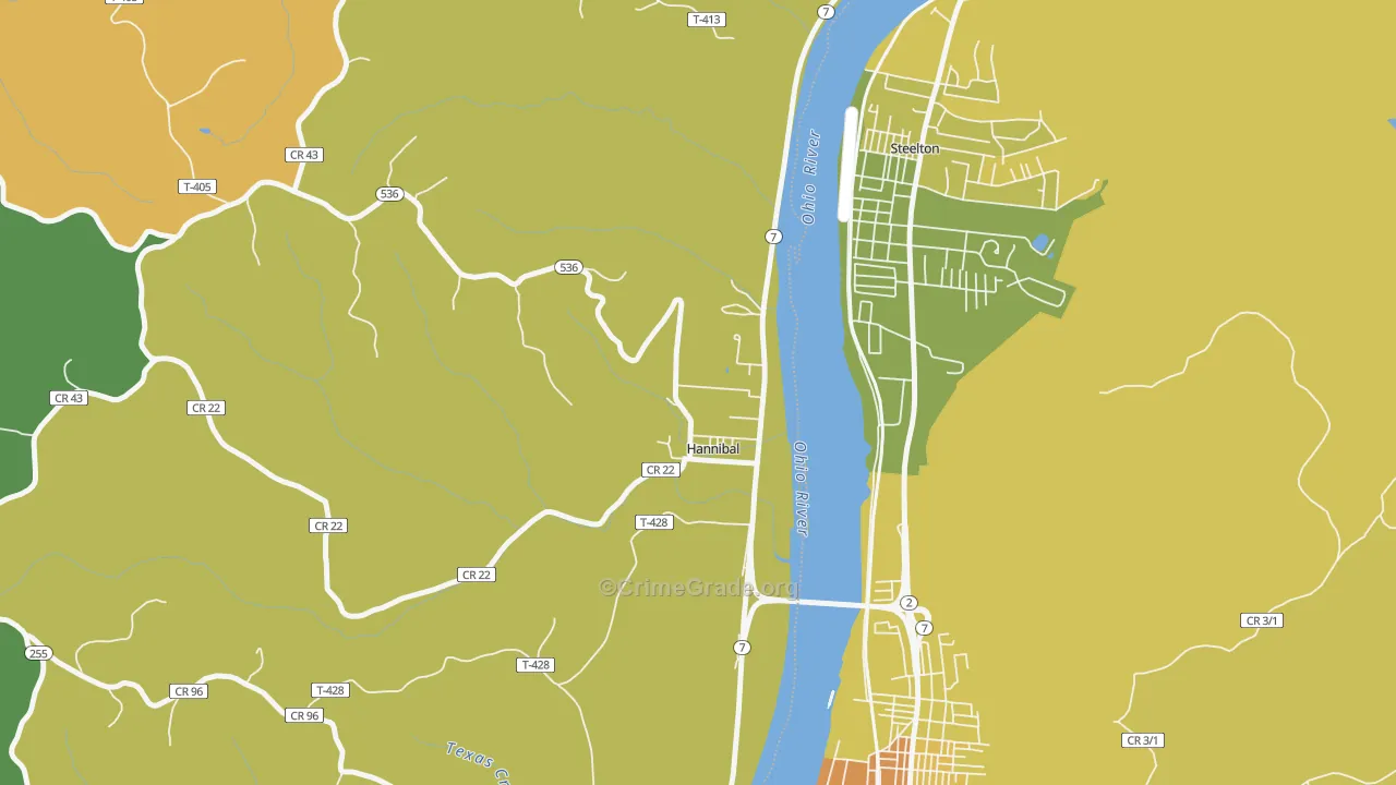 Hannibal, OH Map of Robbery Rates