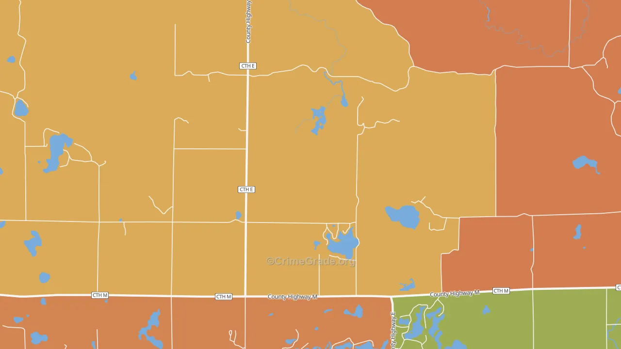 Hannibal, WI Map of Robbery Rates