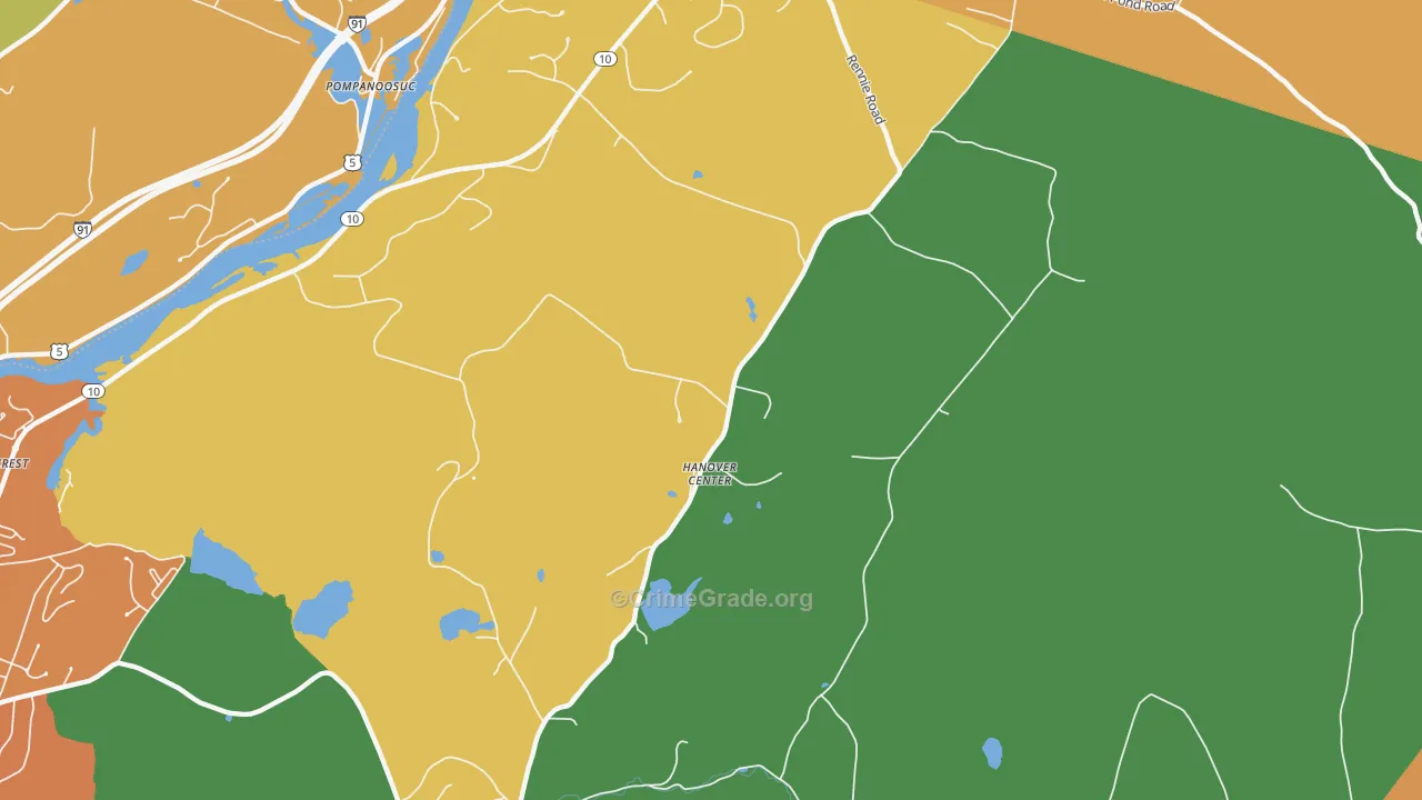 Hanover Center, NH Map of Robbery Rates