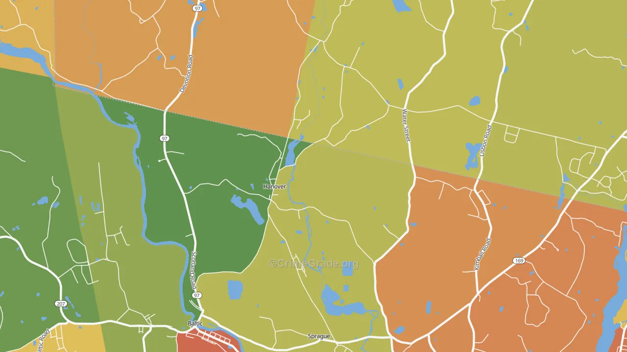 Hanover, CT Map of Robbery Rates