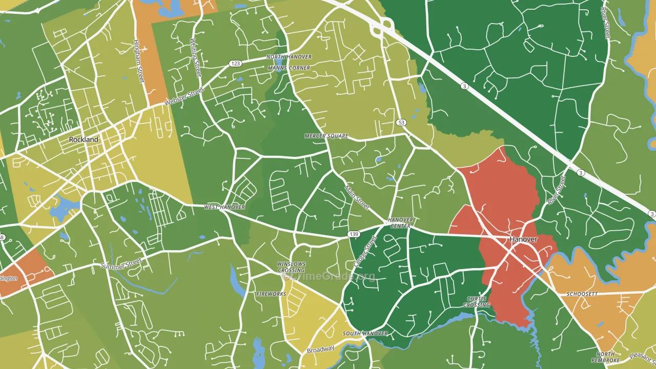 Hanover, MA Map of Robbery Rates