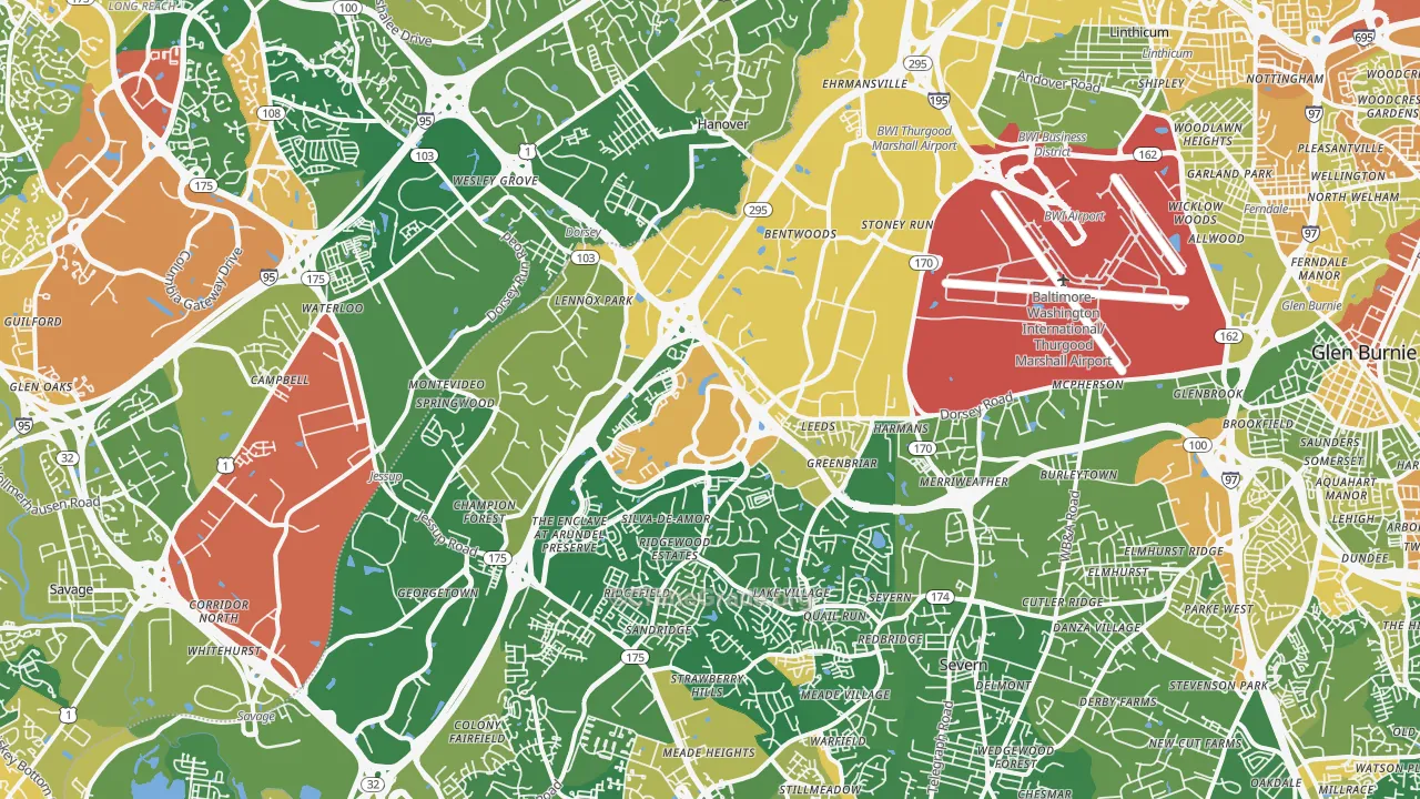 Hanover, MD Map of Robbery Rates