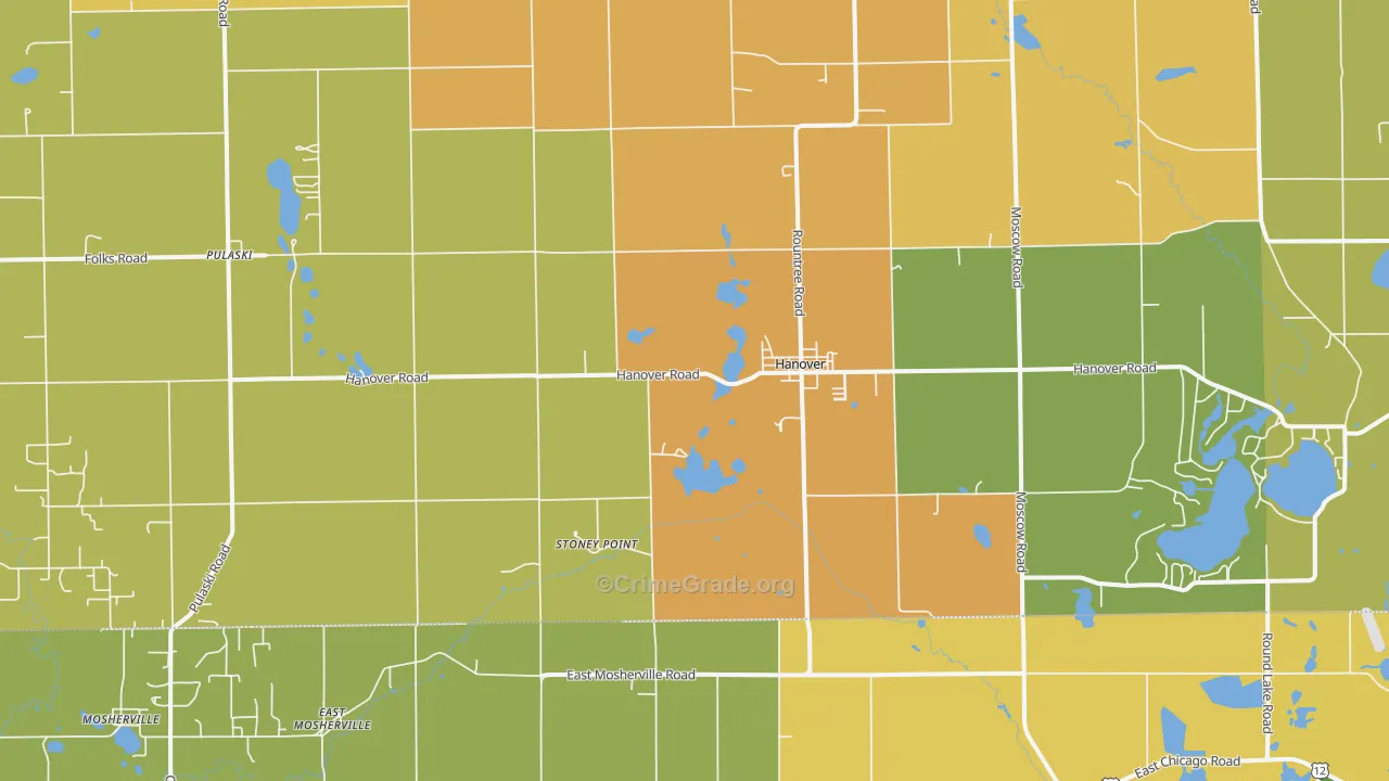 Hanover, MI Map of Robbery Rates