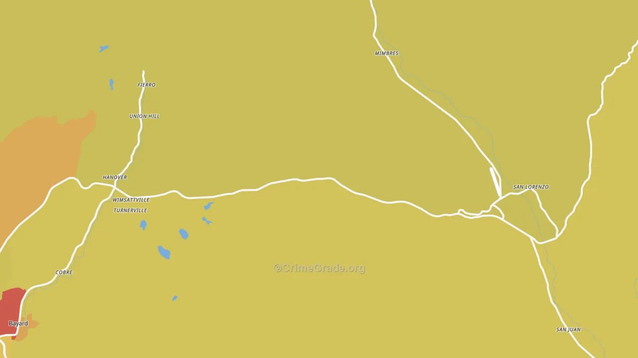 Hanover, NM Map of Robbery Rates