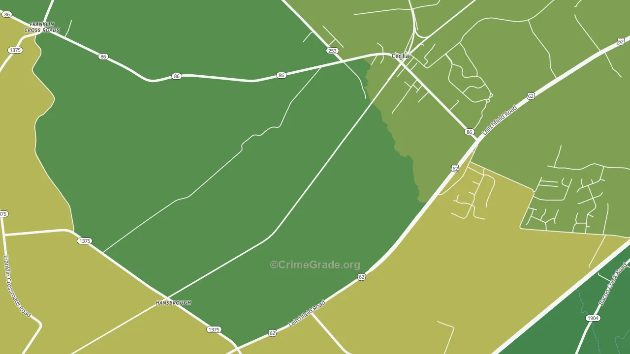 Hansbrough, KY Map of Robbery Rates