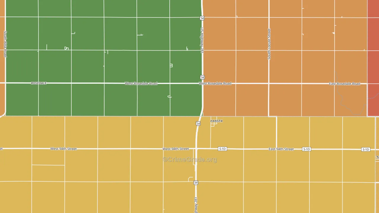 Hansen, NE Map of Robbery Rates