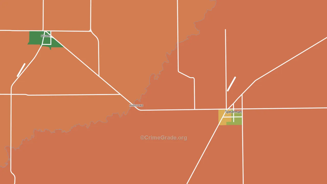 Hansford County, TX Map of Robbery Rates