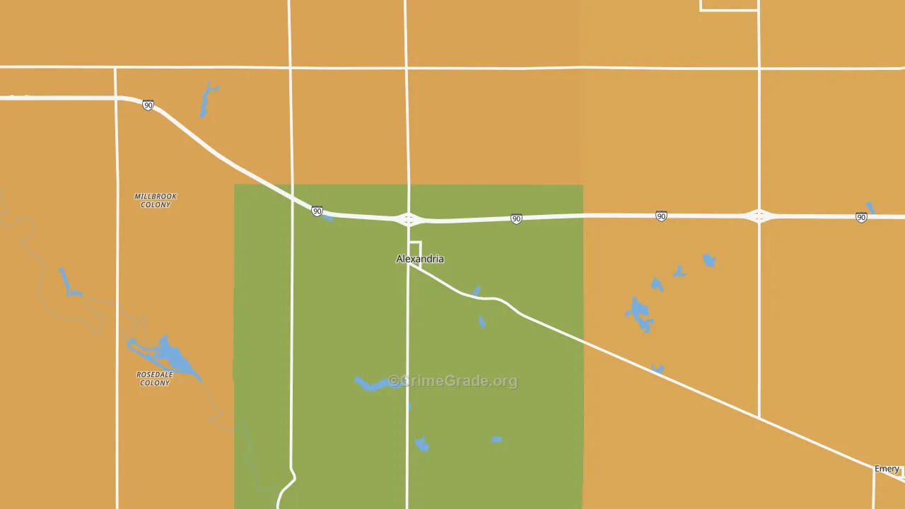 Hanson County, SD Map of Robbery Rates