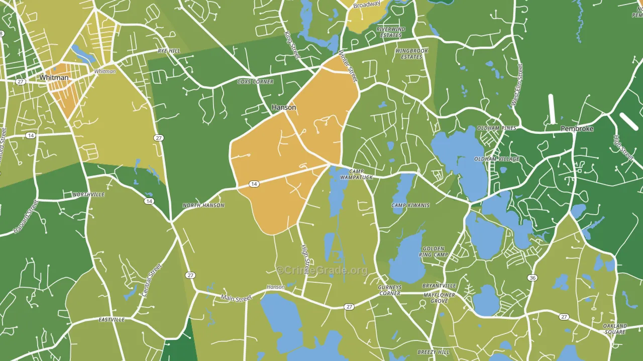 Hanson, MA Map of Robbery Rates