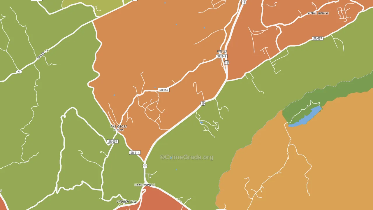 Hansonville, VA Map of Robbery Rates