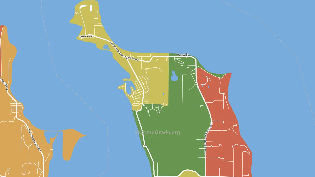 Hansville, WA Map of Robbery Rates