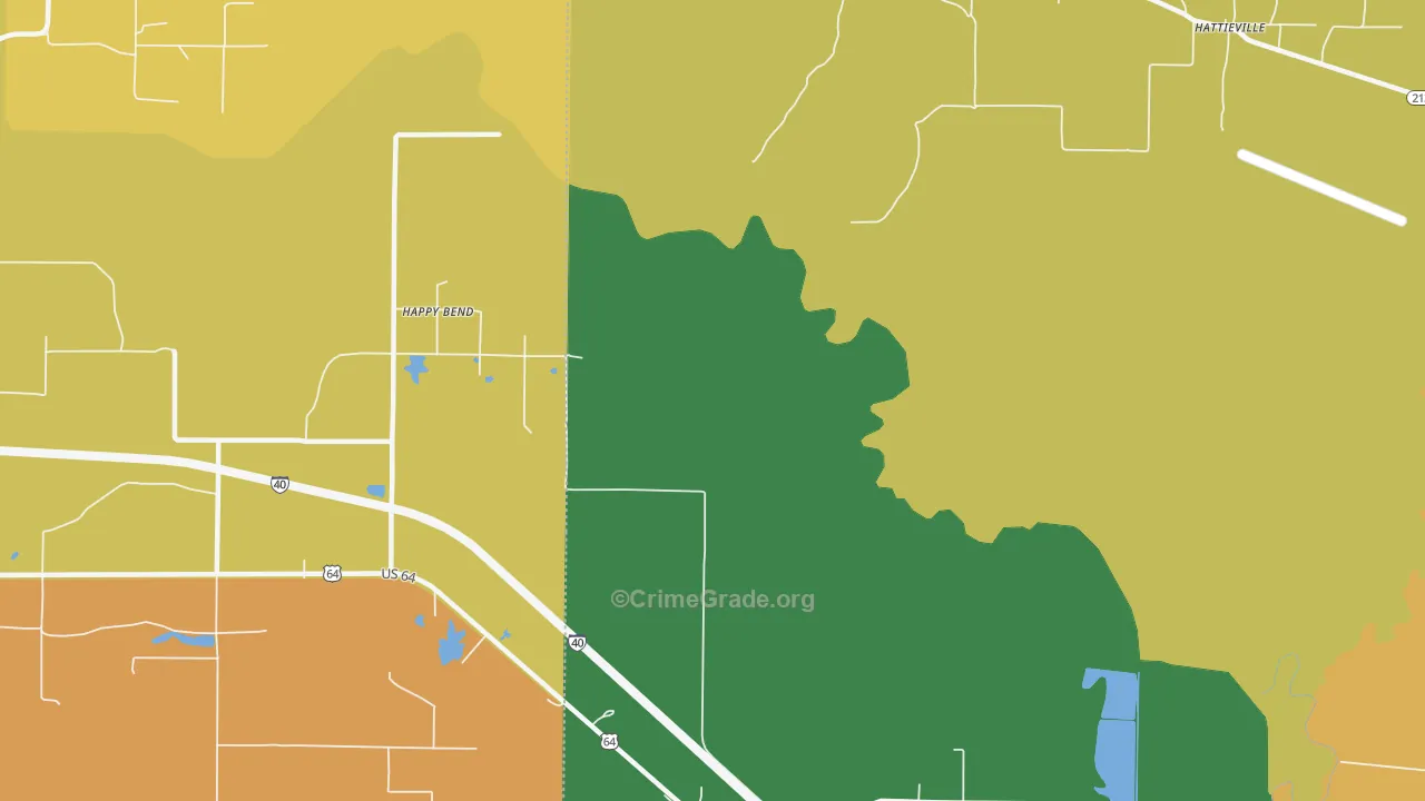 Happy Bend, AR Map of Robbery Rates