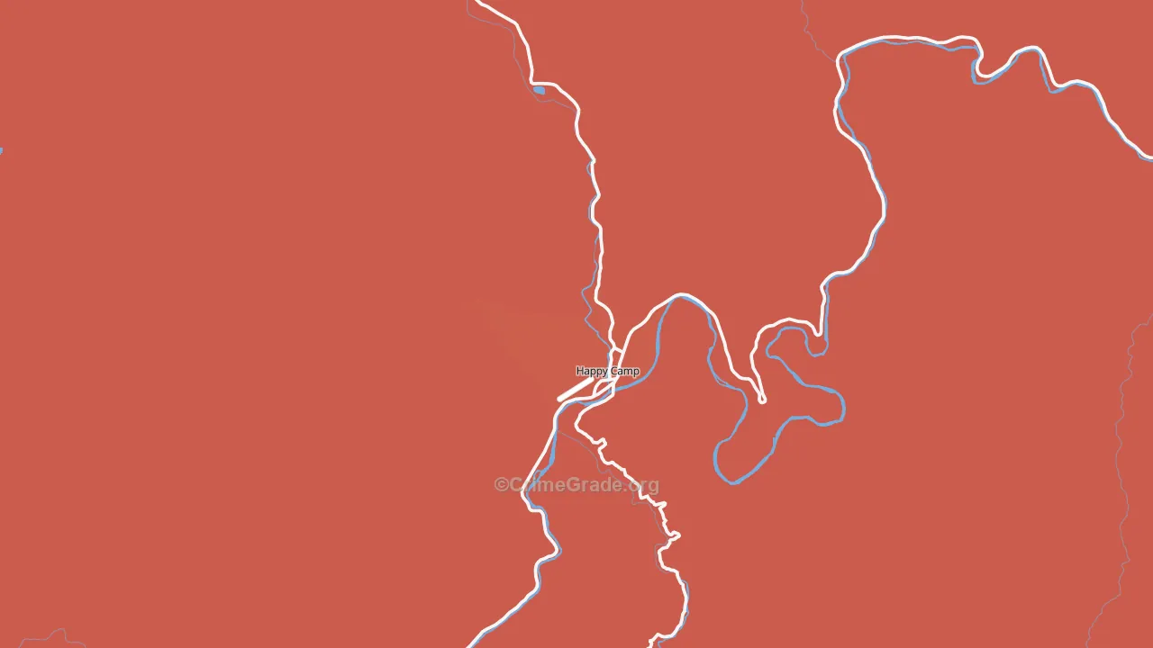 Happy Camp, CA Map of Robbery Rates