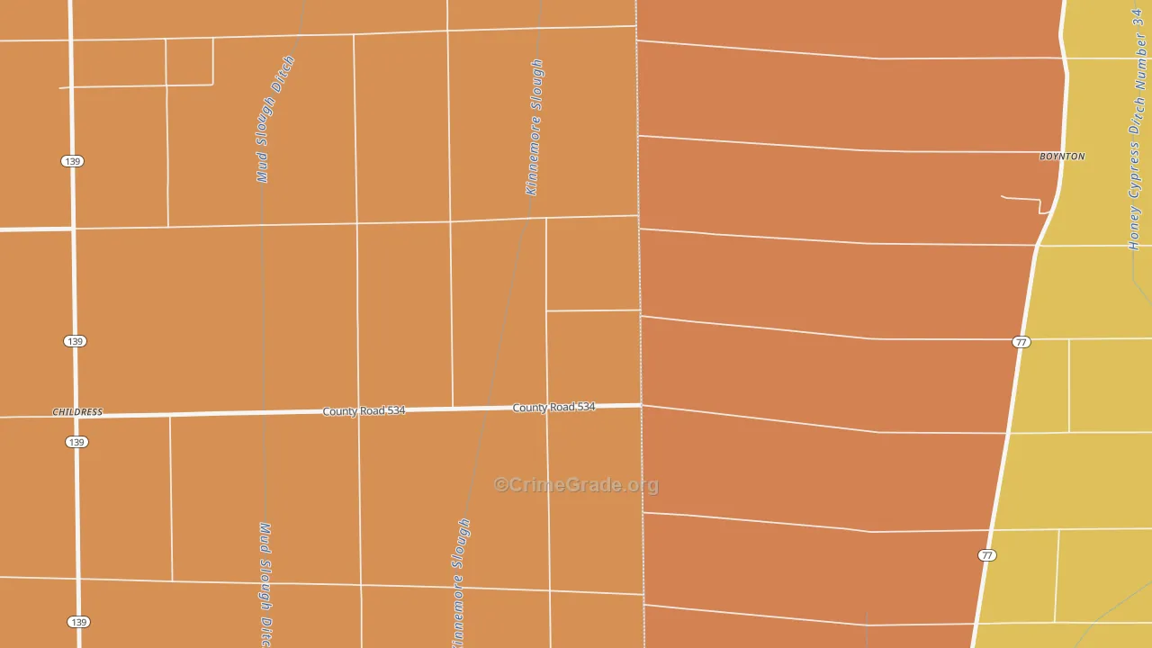 Happy Corners, AR Map of Robbery Rates