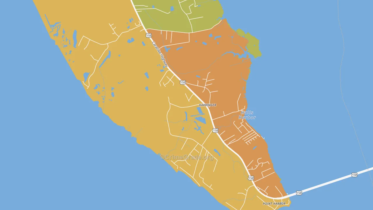 Harbinger, NC Map of Robbery Rates
