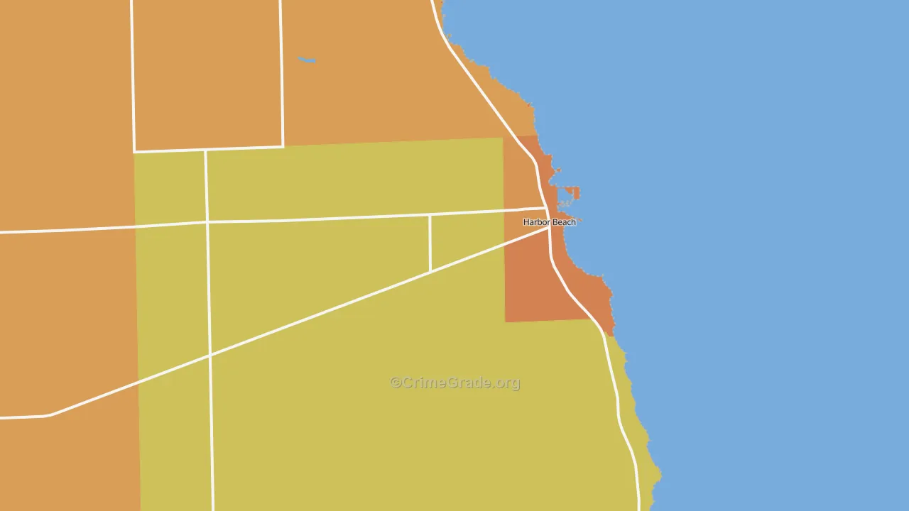 Harbor Beach, MI Map of Robbery Rates