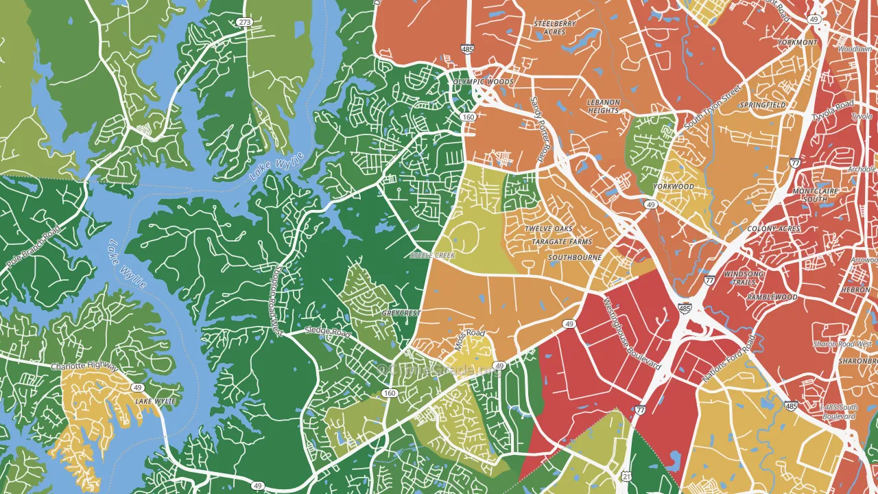 Harbor House, Charlotte, NC Map of Robbery Rates