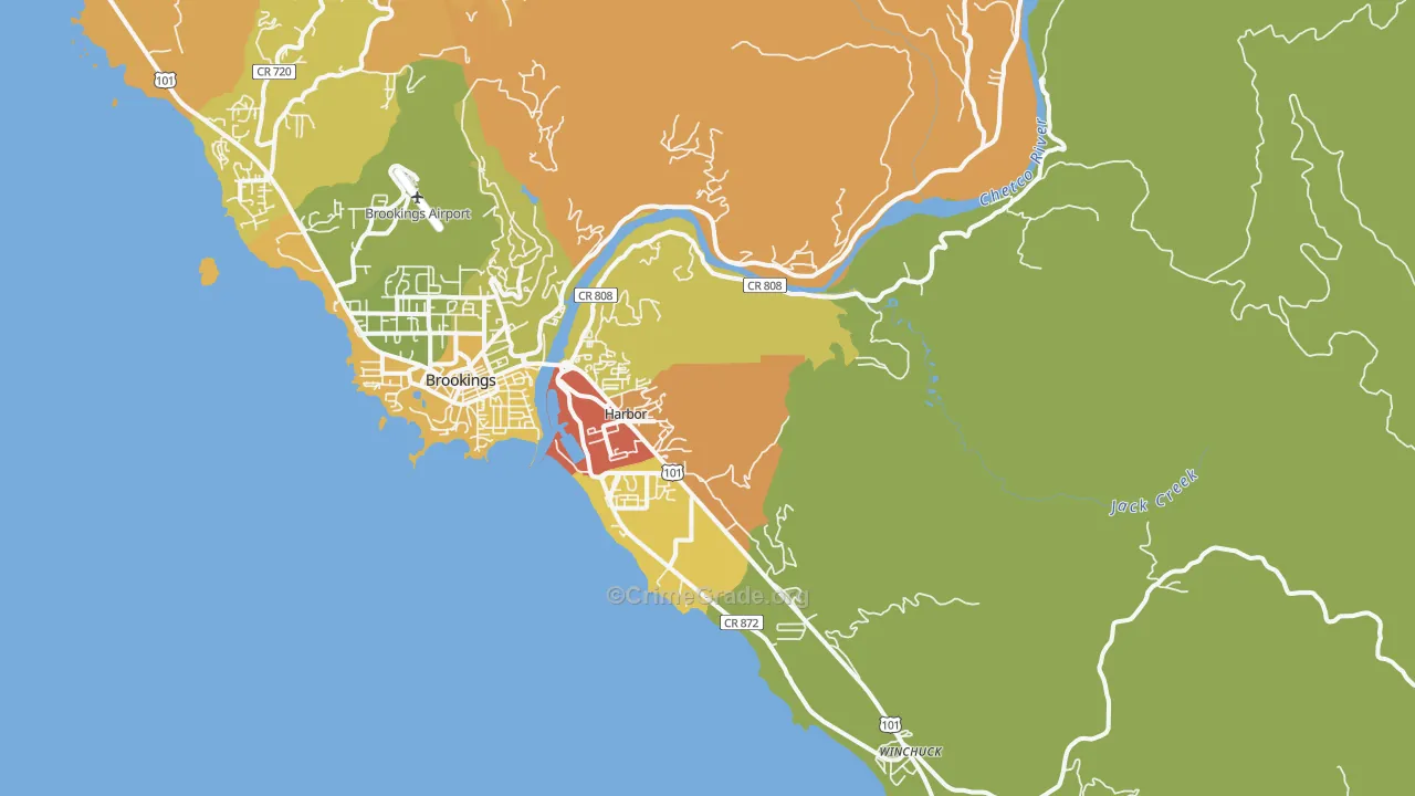 Harbor, OR Map of Robbery Rates