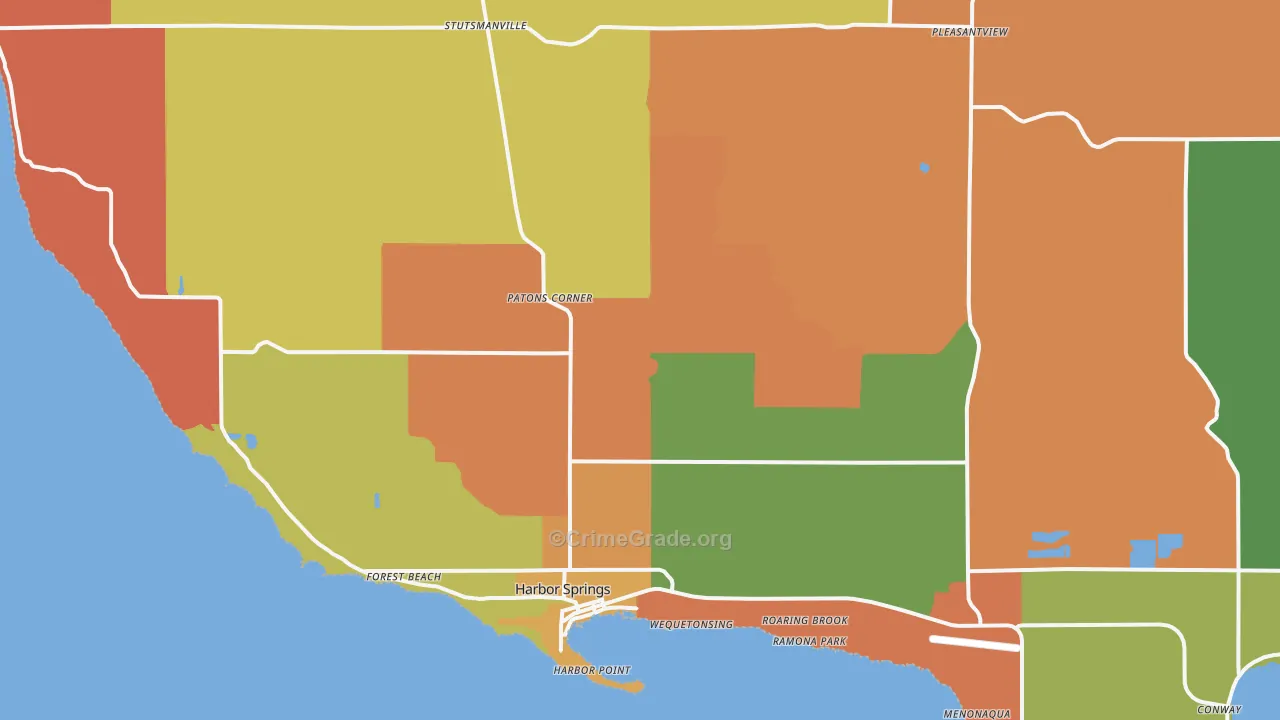 Harbor Springs, MI Map of Robbery Rates