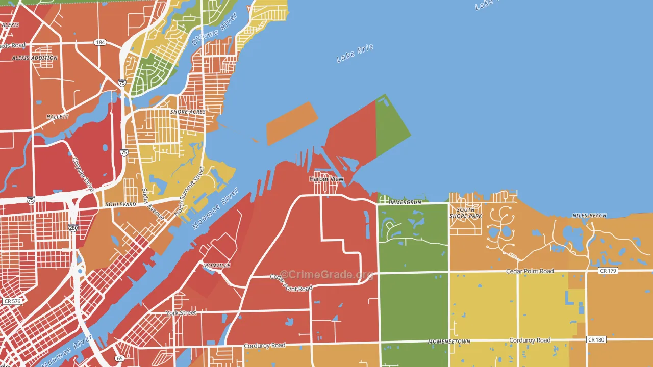 Harbor View, OH Map of Robbery Rates