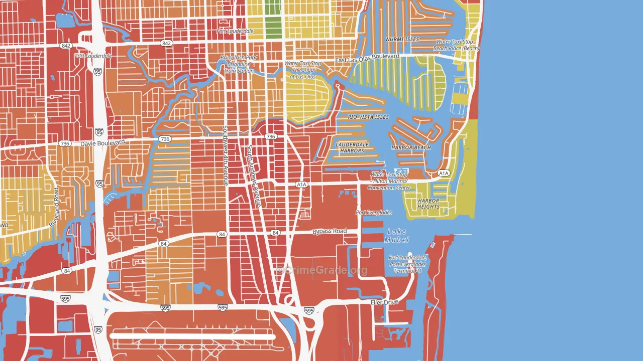 Harbordale, Fort Lauderdale, FL Map of Robbery Rates